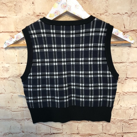 NWT A.L.C. Nat Plaid Crisscross Crop Top shirt - Picture 6 of 8